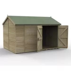Image of 12' x 8' Forest Timberdale 25yr Guarantee Tongue & Groove Pressure Treated Windowless Double Door Reverse Apex Shed (3.65m x 2.52m)