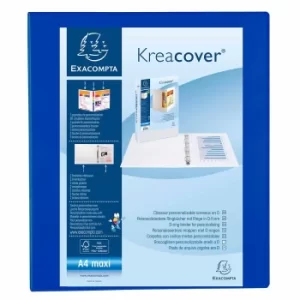 Image of Exacompta Kreacover Ring Binder 4 D Rings 25mm A4 Plus Pack of 10, Blue