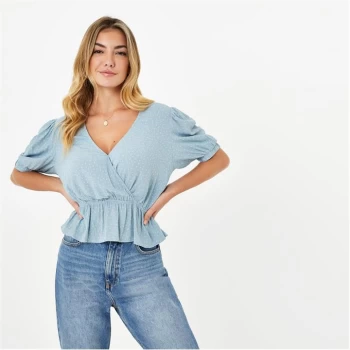 Image of Jack Wills Wrap Front Top - Green Print