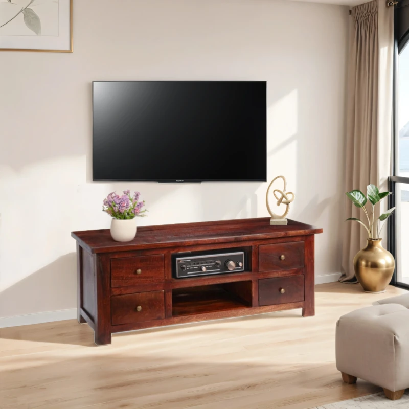 Image of Indian Hub Jaipur Dark Mango TV Cabinet