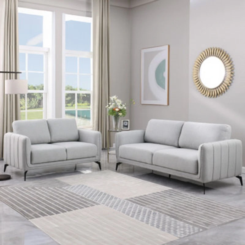 Image of More4Homes Oslo Modern Scandi Style Fabric Living Room 2+3 Seater Sofa Set Light Grey