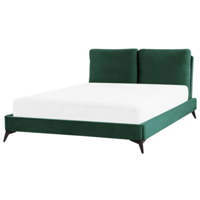 Image of Beliani Bed Velvet Melle 140 X 200 Cm (Eu Double) Emerald Green