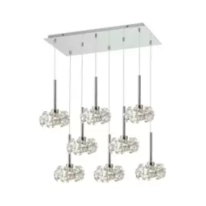 Image of Luminosa , 8 Light G9 2m Rectangle Multiple Pendant With Polished Chrome And Crystal Shade