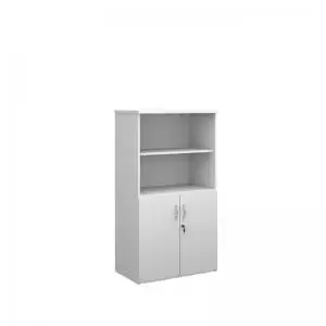 Image of Duo combination unit with open top 1440mm high with 3 shelves - white