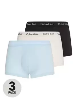 Image of Calvin Klein 3 Pack Low Rise Trunks, Blue/Black/White, Size S, Men