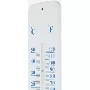 Image of Homescapes - Silver Metal Wall Thermometer, 45cm - White - White - White