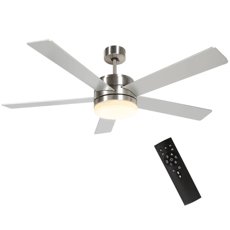 Image of HOMCOM Ceiling Fan with Light Reversible Airflow Wall Mounting Natural Brown