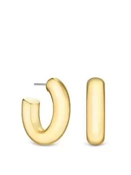 Image of Jon Richard Jon Richard Recycled Gold Plated Polished Hoop Earrings, Gold, Women