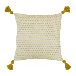 Image of Ezra Embroidered Cushion Ochre