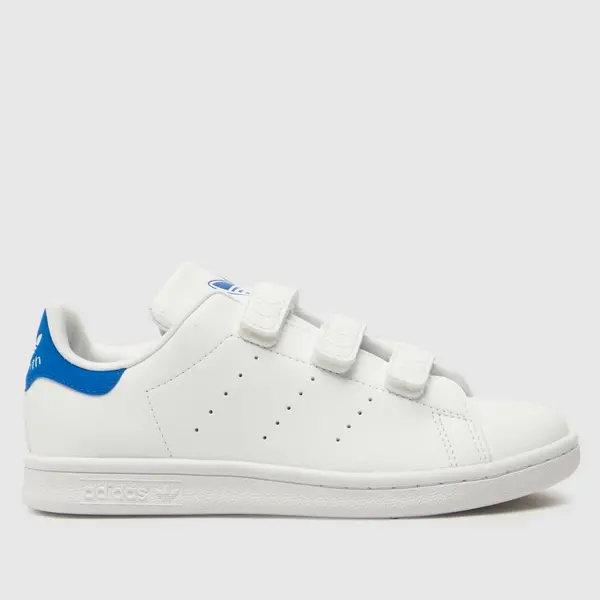 Image of adidas white & blue stan smith v Boys Junior Trainers