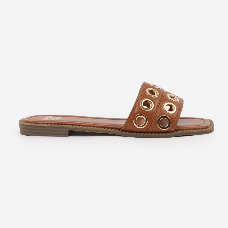 Image of Wheres That From Wheres That From Tan PU Bonnie Flatform Sandal - Brown Brown 7