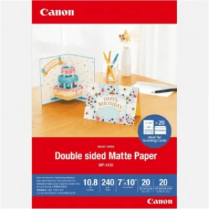 Image of Canon MP-101D 7" x 10" White Double-sided Matte Paper 240gsm x 20