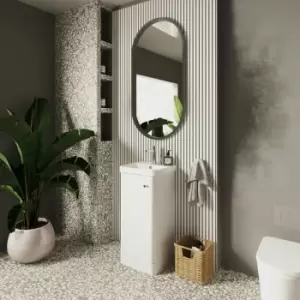 Image of Nuie - Core Floor Standing 1-Door Vanity Unit with Thin Edge Basin 400mm Wide - Gloss White