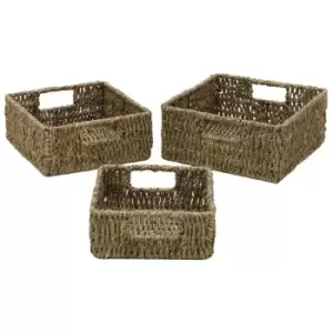 Image of JVL - Rectangular Storage Baskets, Seagrass Set of 3