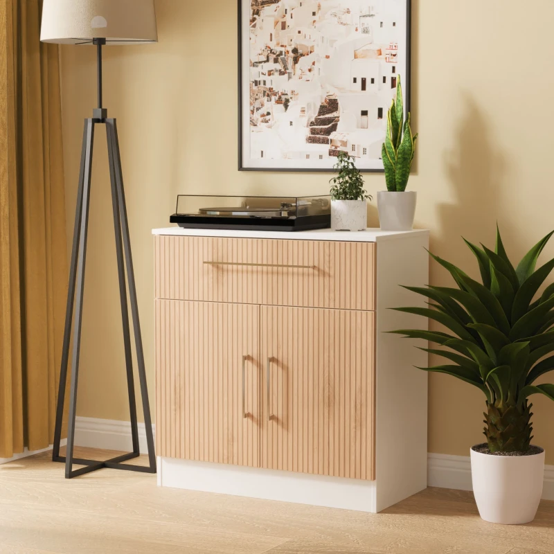 Image of Ready Assembled 2 U Gloucester 1 Drawer 2 Door Sideboard (Ready Assembled) in White White Unisex