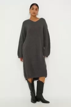 Image of V Neck Knitted Midi Dress