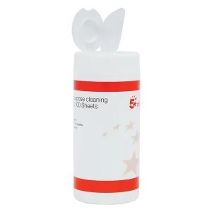 Image of 5 Star Office General Purpose Wipes Tub of 100 Sheets