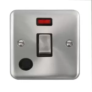Image of Click Scolmore Deco Plus Satin Chrome 1 Gang Switch 20A With Black Ingot - DPSC523BK