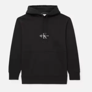 Image of Calvin Klein Jeans Mens Plus Monogram Logo Hoodie - Black - XXXL