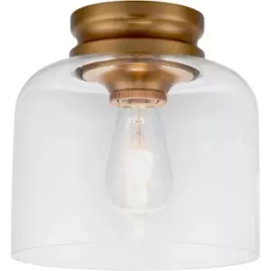 Image of Elstead Feiss Hounslow Bowl Semi Flush Ceiling Light Burnished Brass