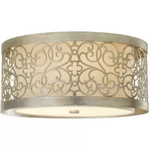 Image of Loops - 2 Bulb Flush Light Low Ceiling Silver Leaf Patina LED E27 40W Bulb