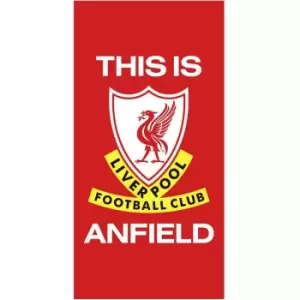 Image of Liverpool FC This Is Anfield Beach Towel (One Size) (Red/White)