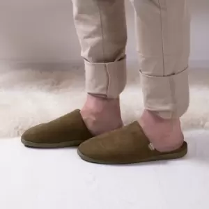 Image of totes Isotoner Perforated Suedette Mens Mule Slippers Khaki (Green)