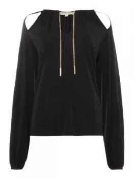 Image of Michael Kors Solid slit detail top Black