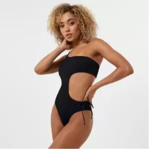 Image of Jack Wills Crinkle Asymmetric Swimsuit - Black