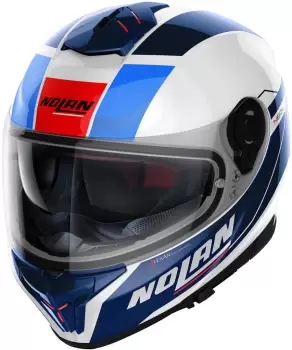 Image of Nolan N80-8 Mandrake N-Com Helmet, white-red-blue, Size L, white-red-blue, Size L