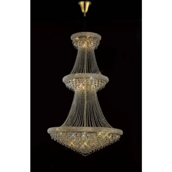 Image of Pendant light Alexetra 3 Tier 29 Bulbs gold / crystal