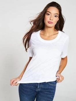 Image of WHISTLES Rosa Double Trim T-Shirt - White, Size XS, Women