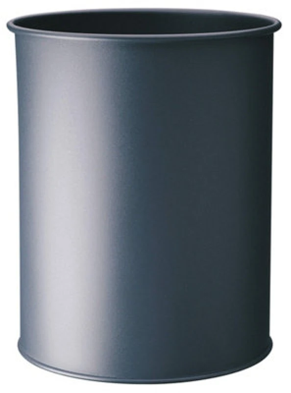 Image of Durable Metal Round Waste Bin - Scratch Resistant Steel - 15L - DRBE330158