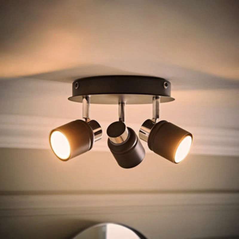 Image of ValueLights ValueLights Benton Spotlight IP44 Bathroom 3 Way Ceiling Light with Cool LED Bulbs in Black One Size Unisex 5059406024085