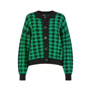 Image of Yumi Green Houndstooth Cardigan - Green