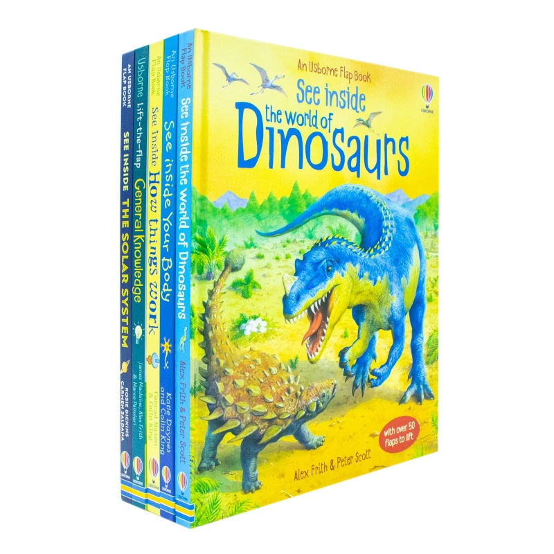 Image of Usborne See Inside Lift The Flap 5 Book Collection World Of Dinosaurs Your Body How Things Work Alex Frith & Katie Daynes & Conrad Mason & Rosie Dicki