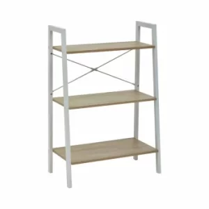 Image of Interiors by PH 3 Tier Ladder Shelving Unit with Metal Frame, white