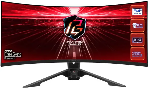 Image of ASRock Phantom 34" PG34WQ15R3A Wide Quad HD Curved Gaming OLED Monitor