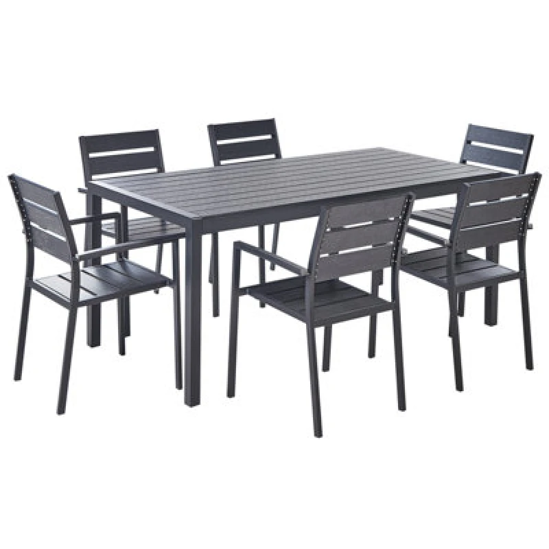 Image of Beliani Garden Dining Set 6 Seater Vernio Black
