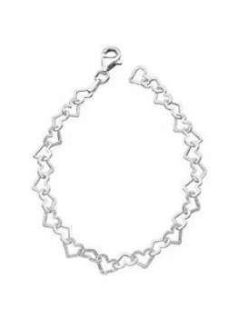 Image of The Love Silver Collection Sterling Silver Diamond Cut Heart Bracelet