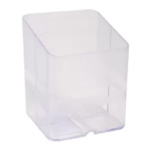 Image of Exacompta Pen Pot 67723D Classic Polysterene 93 x 74 x 74mm Transparent Pack of 10