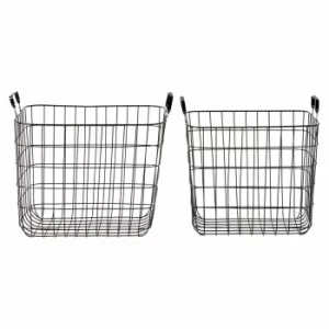 Image of Premier Housewares Black Wire Storage Basket with Handles Set of 2, black
