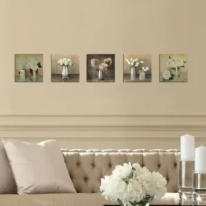 Image of UTB124 White Cream Grey Decorative MDF Painting (5 Pieces)