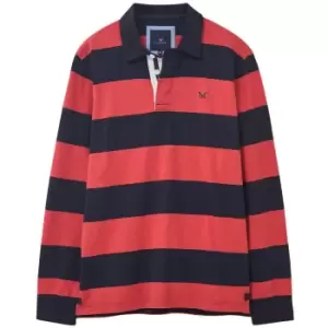 Image of Crew Clothing Mens Heritage Stripe Rugby Top Coral Medium