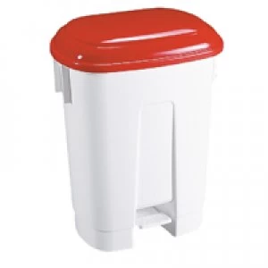 Image of Slingsby Derby Plastic Pedal Bin 60 Litre White Red 348012