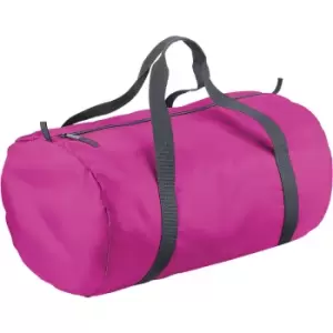 Image of Packaway Barrel Bag / Duffle Water Resistant Travel Bag (32 Litres) (One Size) (Fuchsia) - Bagbase