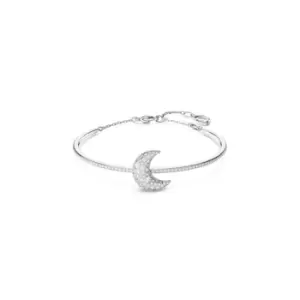 Image of Luna White Rhodium Plated Moon Bangle 5666175