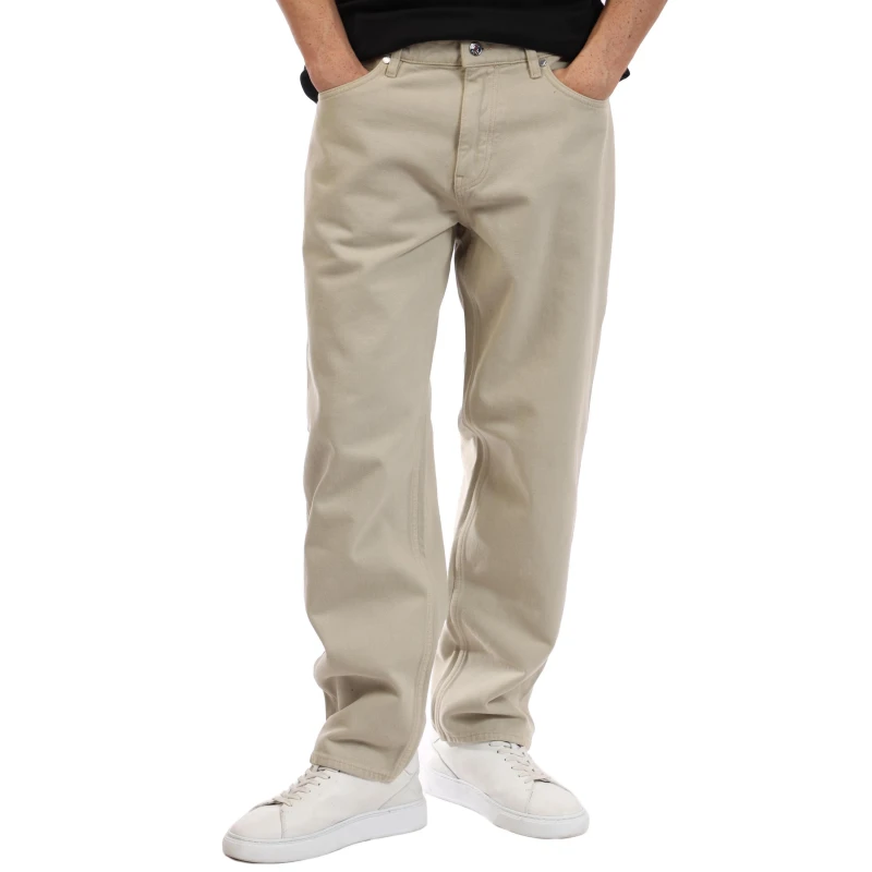 Image of Boss Mens Atacama Double Breasted Slim Fit Jeans Light Beige male 34W R