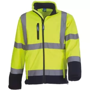 Image of Yoko Mens Hi-Vis Sofshell Jacket (S) (Hi-Vis Yellow/Navy) - Hi-Vis Yellow/Navy