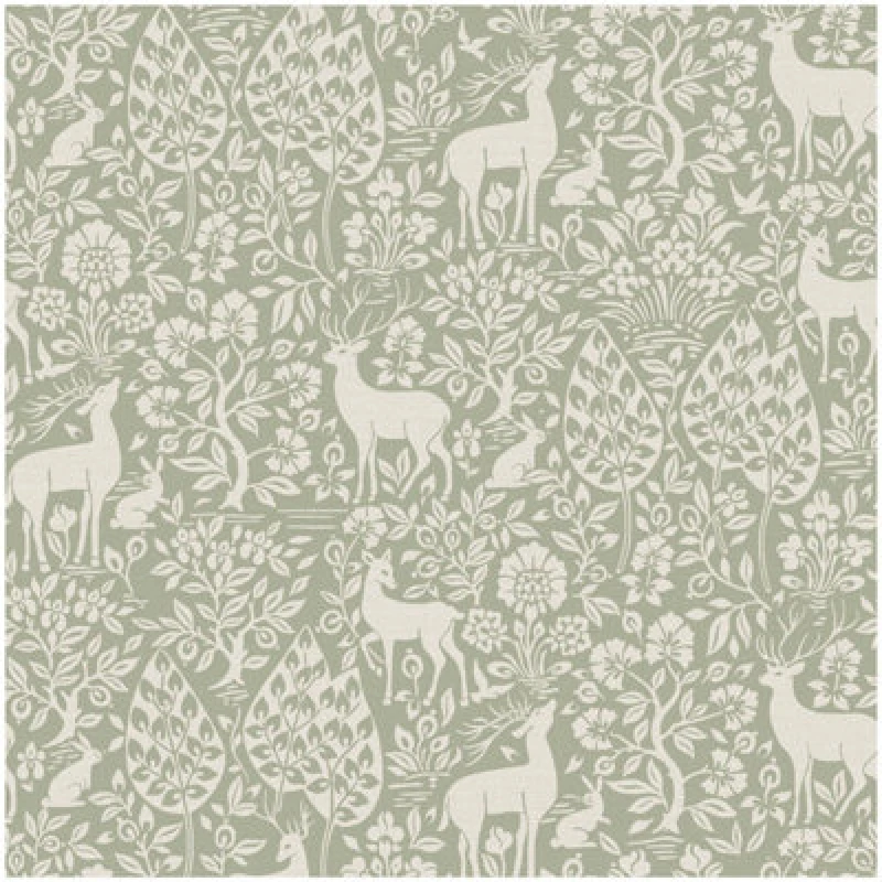 Image of Holden Decor Deer Woods Sage Wallpaper, Green 14160